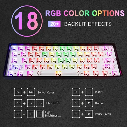 Vista 3 de GK61 RGB - Kit de bricolaje personalizado de intercambio en caliente para 60 teclado placa de montaje en PCB carcasa de metal