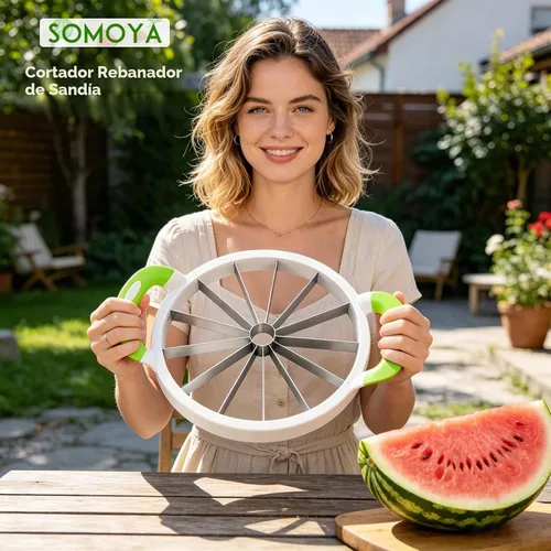 Vista 2 de SOMOYA - Cortador de sandía de acero inoxidable extra grande para cocina casera
