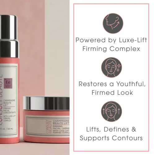 Vista 3 de Consult Beaute, Champagne Beaute Lift - Juego de 2 piezas reafirmante con niacinamida, suero renovador de la piel y crema hidratante para cara
