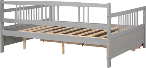 Vista 7 de Bellemave Sofá cama de tamaño matrimonial, sofá cama de madera con cajones, sofá cama con cajones de almacenamiento, sofá cama de doble uso