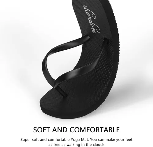 Vista 4 de shevalues Chanclas delgadas para mujer, zapatos de ducha de goma para la playa, sandalias básicas