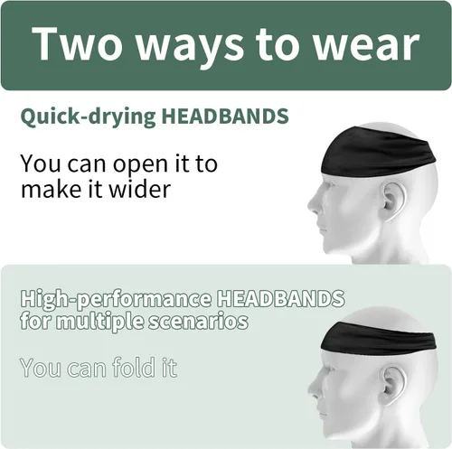 Vista 5 de 6 Pack Mens Running Headband, Sweatband Sports Headband for Running,Cycling,Football,Yoga,Fitness Workout Stretchy Unisex Hairband, 6