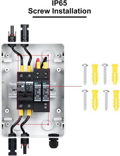 Vista 6 de DIHOOL Caja de interruptor de desconexión de panel solar Caja de disyuntor de CC de 40 amperios, caja combinadora de 1000 V PV para RV