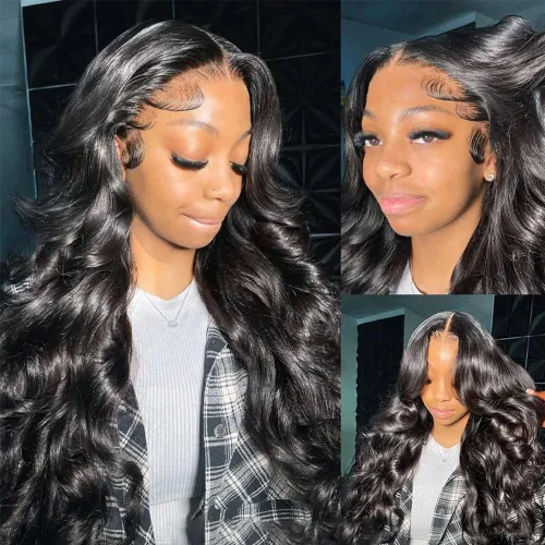 Vista 8 de Ablyea 76 cm 13x6 Pelucas de cabello humano con onda corporal y encaje frontal prearrancadas HD, pelucas de encaje frontal transparentes y frontales
