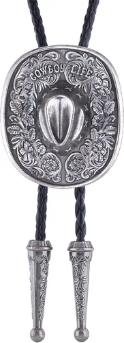 Vista 8 de Jeilwiy Corbata de bolo para hombre, corbata de vaquero occidental, collar de corbata de bolo dorado, corbata de cuero, corbata de Halloween