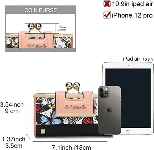 Vista 3 de Cartera de cuero para mujer de gran capacidad, cartera larga de gran capacidad, con ranuras para 10 tarjetas y clips, y billetera cero con hebilla