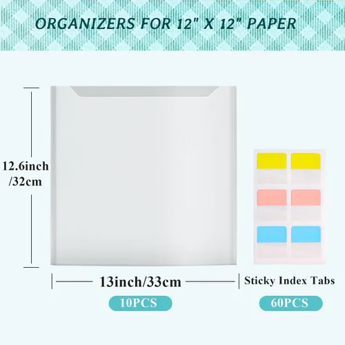 Vista 2 de Caydo Organizador de Almacenamiento de Papel para Álbum de Recortes con 60 Pestañas de Índice Adhesivas, Paquete de 10 Bolsas de Almacenamiento