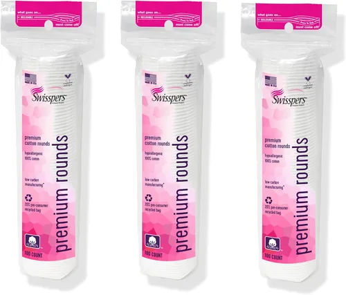Vista 11 de Swisspers - Círculos exfoliantes premium de algodón – 80 unidades (paquete de 3) – 100% algodón puro, almohadillas de superficie de doble cara