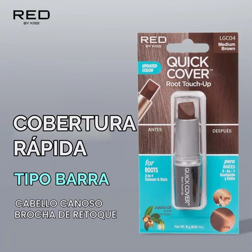 Vista 2 de RED by Kiss Barra de retoque de raíz de cobertura rápida, corrector temporal de cabello gris resistente al agua con cepillo para raíces y barba