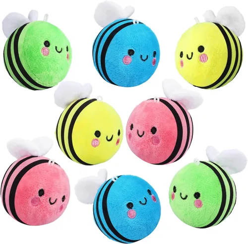 Vista 10 de Sratte 8 piezas 9.99 centímetros de abejas de peluche de 3.94 pulgadas, abeja pequeña de peluche suave, abeja de miel de peluche, llaveros
