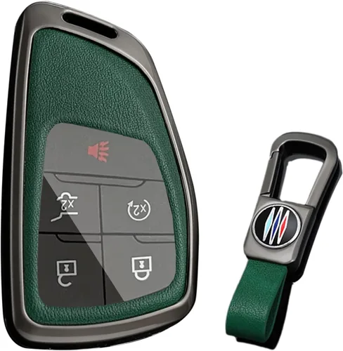 Vista 13 de KUNIO Funda para Llavero de Coche Compatible con Chevy Silverado Traverse Equinox Sierra 1500 2500HD 3500HD 2022-2025 Portallaves de Cuero PU Negro