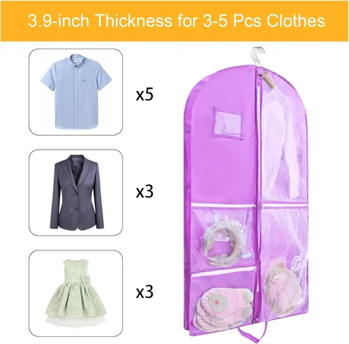 Vista 5 de Bolsa de ropa para disfraces de baile, bolsas de ropa de 40 pulgadas para bailarines para colgar ropa y almacenamiento de viajes, bolsas de recital