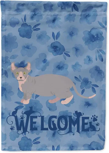 Vista 128 de Caroline's Treasures CK4813CHF - Bandera de bienvenida con gato abisinio azul, manga grande, para porche, para colgar en la pared, poliéster