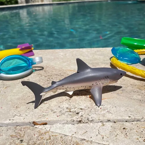 Vista 2 de Safari Ltd. Figura de tiburón salmón – Pintada a mano, realista modelo de 5.5 pulgadas – Divertido juguete educativo del océano para niños, niñas
