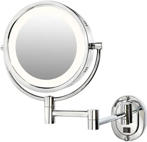 Vista 12 de JERDON Espejo de maquillaje de montaje en pared con cableado - 5X/1X - Negro - HL65BKD 8" de diámetro, brazo de pared de 14", iluminación LED