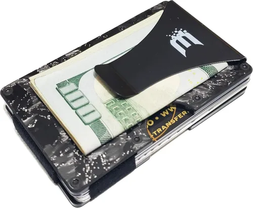 Vista 7 de E Exenact Cartera delgada minimalista para hombre + funda CC con clip para dinero + cartera delgada con bloqueo RFID + tarjetero para tarjetas