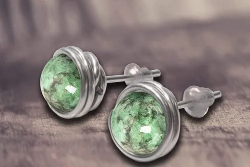 Vista 5 de Aretes de esmeralda colombiana de 0.236 in en acero, cobre, bronce, hierro negro, titanio, plata esterlina, oro de 14 quilates, oro rosa o alambre