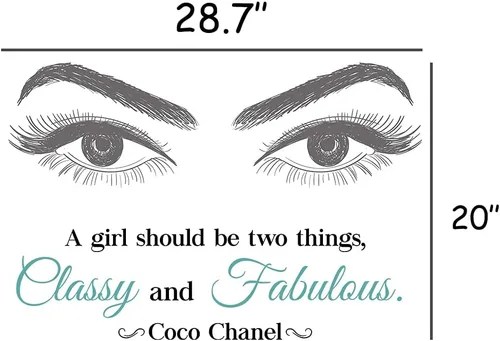 Vista 2 de Calcomanías de pared de vinilo con citas inspiradoras, calcomanías de pared con texto en inglés «A Girl Should be Two Things Classy and Fabulous for