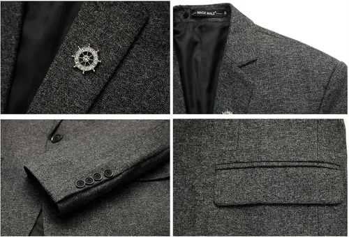Vista 6 de MAGE MALE Traje de 3 piezas para hombre con solapa de muesca de un botón, ajuste delgado, con broche, Rojo Tomate