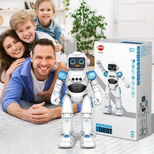 Vista 8 de VATOS Juguetes Robot para Niños – Robot Inteligente Parlante de Control Remoto por Voz, Sensor de Gestos Programable Juguetes Robot Emo para Niños