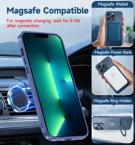 Vista 2 de MAGIC JOHN Funda magnética para iPhone 13 Pro Max [compatible con Magsafe] [con soporte mental magnético] [a prueba de golpes de grado militar]