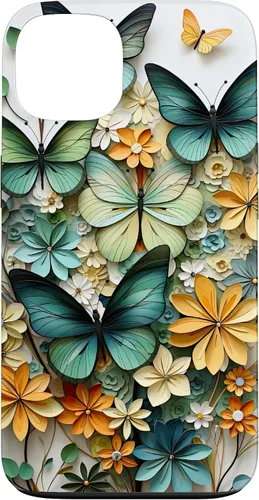 Vista 7 de iPhone 16 mariposa estética mariposas verdes naturaleza acuarela caso