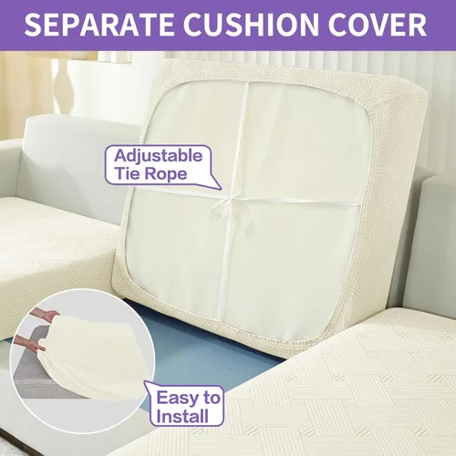Vista 5 de ZNSAYOTX 2026 Funda de silla a rayas de 2 piezas (79 cm - 117 cm), funda de sillón elástica gruesa con banda elástica antideslizante y lazos