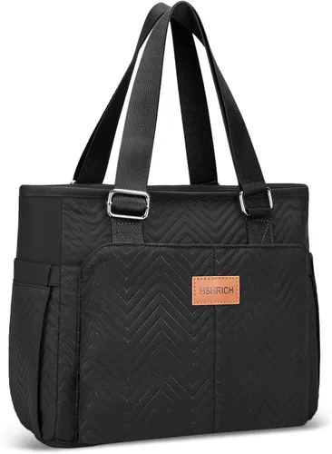 Vista 18 de Bolsas de almuerzo grandes para mujer, lonchera aislada para adultos, bolsa de almuerzo a prueba de fugas con bolsillo de almacenamiento. Bolsa