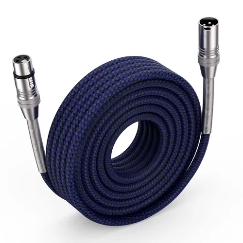Vista 8 de Cable XLR de 2 pies, paquete de 10 unidades, cable de micrófono trenzado XLR macho a hembra, cable de micrófono de 3 pines, cable XLR equilibrado