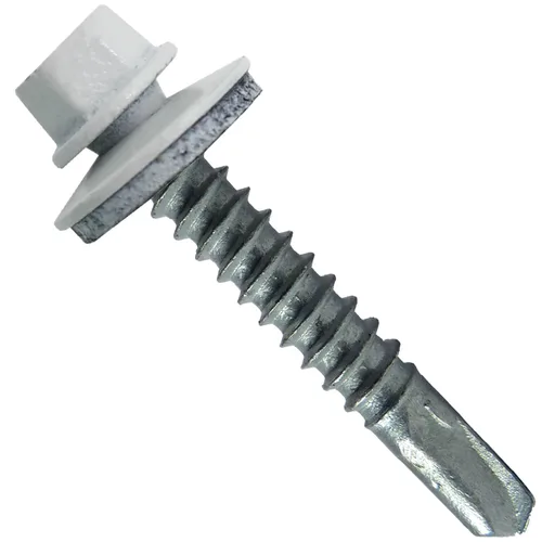 Vista 15 de 12 tornillos para techos de metal ABC gris tipo 3 de 1-1/2 pulgadas, punta de taladro de cabeza hexagonal, arandela EPDM de 9/16 pulgadas. 1 bolsa