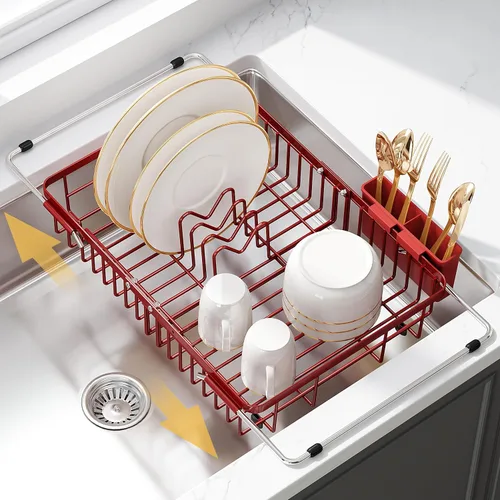 Vista 19 de Apartment RV Small Dish Drainer Drying Rack Over The Sink In Stainless Steel for Narrow Kitchen, Counter Space Saving Compact Expandable Metal Plate
