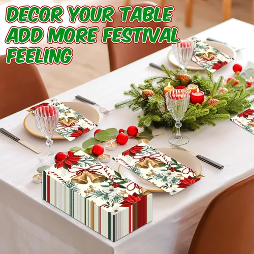 Vista 6 de 150 servilletas florales de Navidad de 3 capas desechables de papel para invitados, servilletas para baño, Navidad, vacaciones, boda, aniversario
