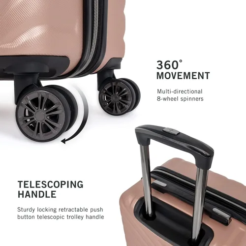 Vista 4 de Kenneth Cole REACTION Madison Square - Equipaje rígido expandible con estilo de Chevron para mujer Rose gold 5717352RG