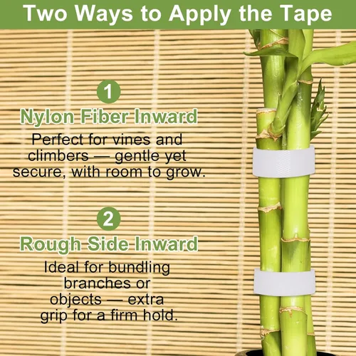 Vista 4 de 1 rollo de cinta adhesiva para plantas de 65 pies/65.6 ft, cinta reutilizable de doble cara de gancho y bucle, ancho de 0.47 pulgadas, lazo