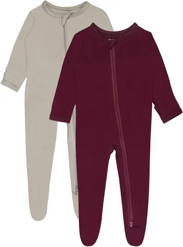 Vista 11 de GUISBY Pijama de rayón de bambú con pies de bebé de manga larga para bebés Negro