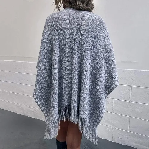 Vista 5 de Poncho de punto para mujer, capa casual para mujer, chal de moda, suéter elegante para mujer