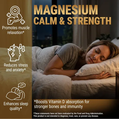 Vista 6 de Glicinato de magnesio 1500 mg con vitamina D3 K2 10,000 UI - Salud ósea, apoyo inmunológico, energía y estado de ánimo - Sin OMG, sin gluten, 60