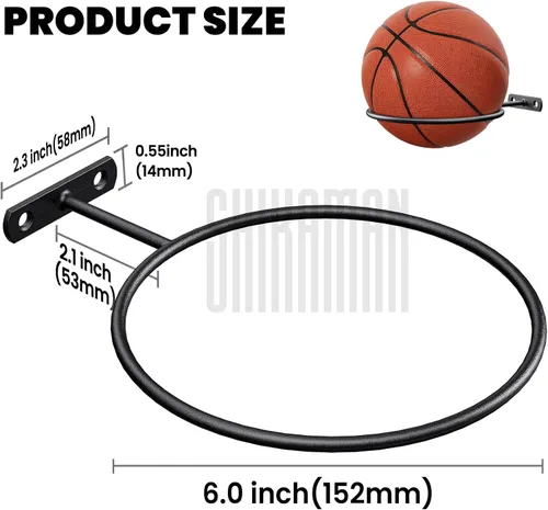 Vista 4 de Ball Holder Wall Mount Bulk,Basketball Football Stand Ball Storage