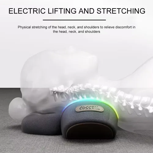 Vista 4 de Almohada cervical con almohada de masaje térmico para aliviar el dolor de cuello y hombros, modos ergonómicos de múltiples vibraciones, almohada