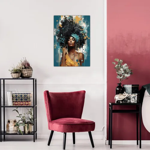 Vista 49 de Arte de pared afroamericano, decoración de rey y reina bailarín negro para sala de estar, arte de pareja de amor negro para dormitorio, lienzo