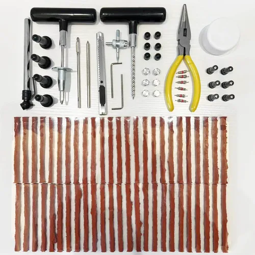 Vista 5 de Kit de tapones para neumáticos, kit de reparación de neumáticos de 91 piezas, con kit de parche universal de neumáticos para tapar pisos
