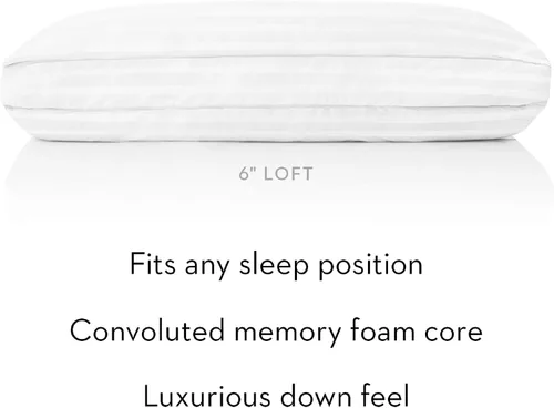 Vista 4 de Malouf Convolution - Almohada de microfibra gelificada con espuma viscoelástica contorneada, alternativa al plumón, tamaño Queen