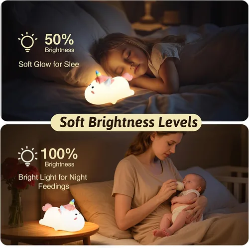Vista 5 de Dealswin Regalos de Navidad para niñas, bonita luz nocturna LED de silicona de animales para niños, lámpara táctil que cambia de color, lámpara