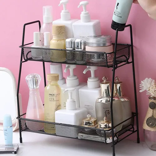 Vista 3 de Organizador de especias, organizador de estante de baño de 2 niveles para encimera, organizador de estante de cocina para latas de especias, frascos