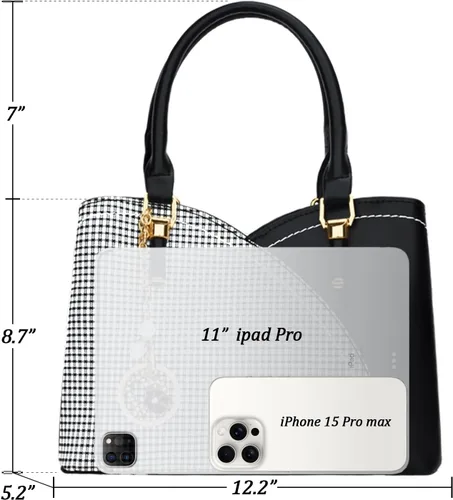 Vista 5 de KKXIU Monederos y bolsos de mano con triple compartimento para mujer, bolso de mano con asa superior