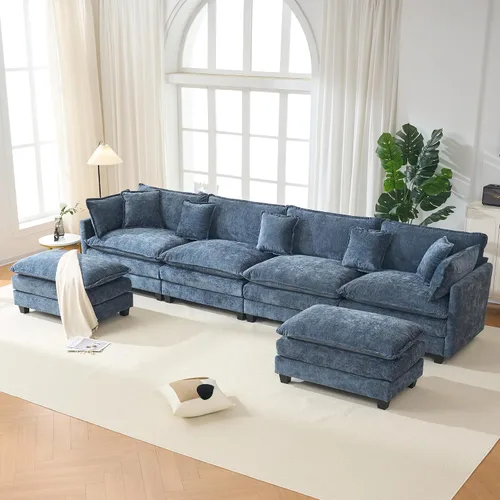 Vista 16 de Sofá seccional, cómodo sofá modular de nube, sofá modular de asiento profundo, sofá moderno en la nube, sofás modulares para sala de estar, Beige