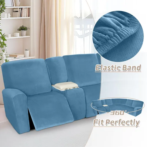 Vista 375 de Arfntevss Fundas de sofá seccional reclinable de terciopelo, Funda de sofá seccional de esquina para sofá reclinable, Funda elástica suave