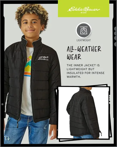 Vista 6 de Eddie Bauer Chaqueta de esquí para niños, abrigo impermeable 3 en 1 con aislamiento y chaqueta extraíble para niños y niñas (3-16)