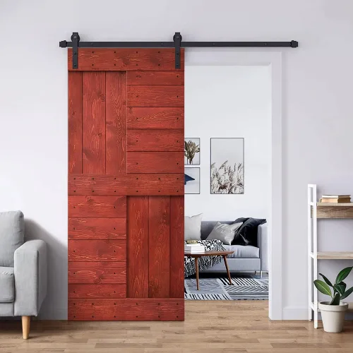 Vista 45 de TMS Serie N - Puerta corrediza interior de madera de pino anudada con kit de herrajes deslizantes (32 x 84 pulgadas, blanco)