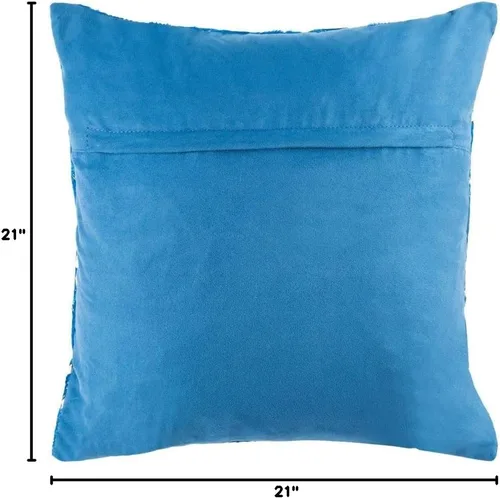 Vista 4 de SAFAVIEH Clairton - Almohada metálica de piel de vaca, color azul/plateado